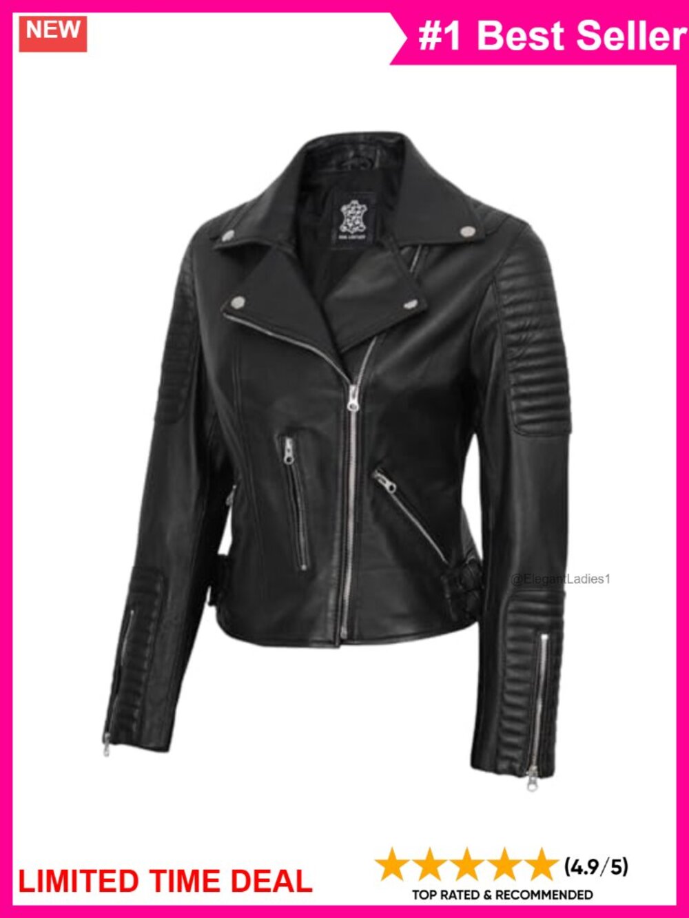 Asymmetrical Real Lambskin Leather Jacket Women Moto Zip Lapel